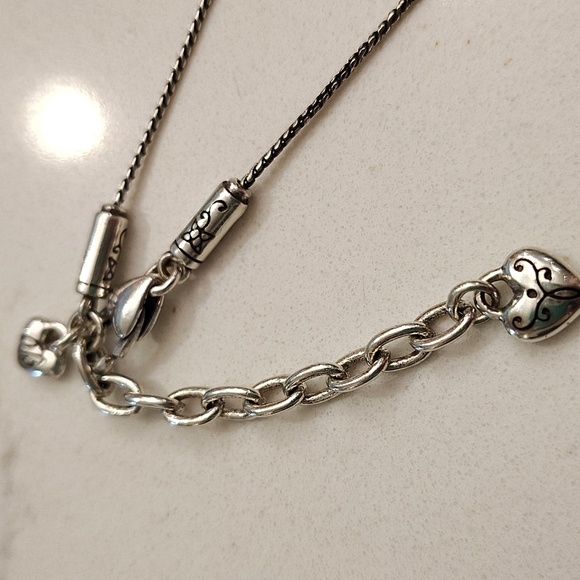 Brighton Silver Plated Curved Bar Ovals Rectangle Scrolled Flower Necklace - Picture 5 of 9